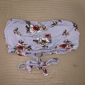 Floral strapless tie back croptop
